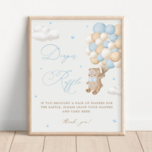 Nalle Blue Baby Shower Diaper Raffle Poster