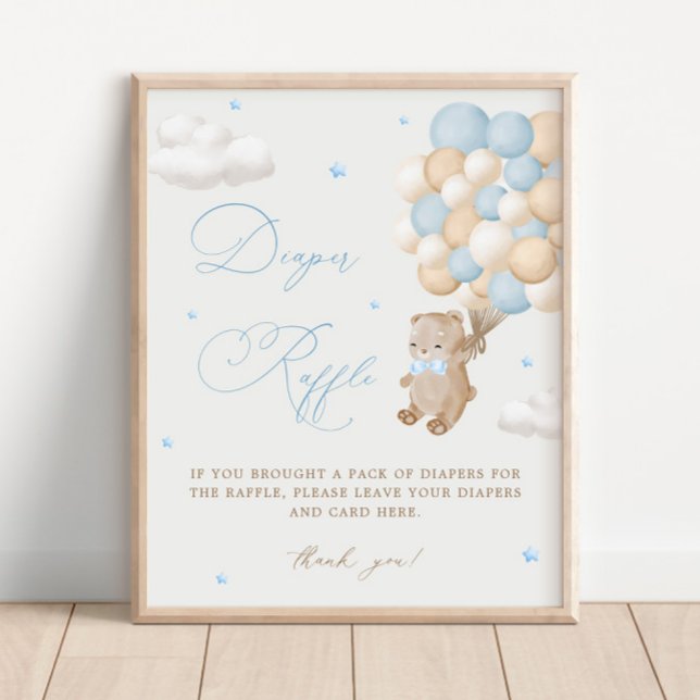 Nalle Blue Baby Shower Diaper Raffle Poster (Skapare uppladdad)