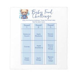 Nalle Blue Baby Shower Food Challenge Game Anteckningsblock