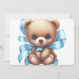 Nalle Blue Baby Shower Inbjudningar