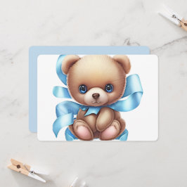 Nalle Blue Baby Shower Inbjudningar