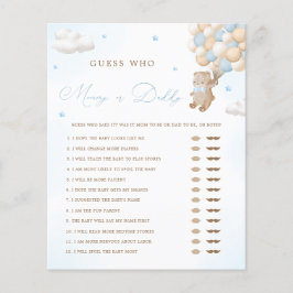 Nalle Blue Baby Shower Mamma eller pappa Game