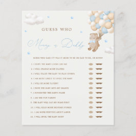 Nalle Blue Baby Shower Mamma eller pappa Game