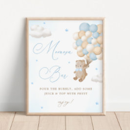 Nalle Blue Baby Shower Mimosa Pub Poster
