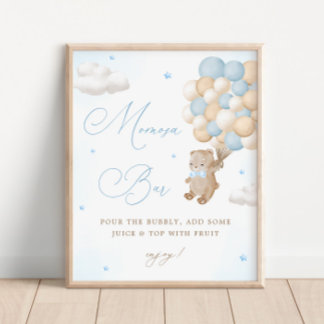 Nalle Blue Baby Shower Mimosa Pub Poster