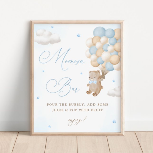 Nalle Blue Baby Shower Mimosa Pub Poster (Skapare uppladdad)