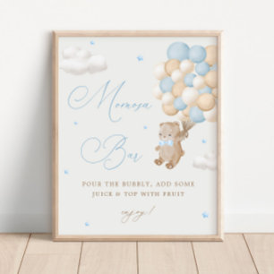 Nalle Blue Baby Shower Mimosa Pub Poster
