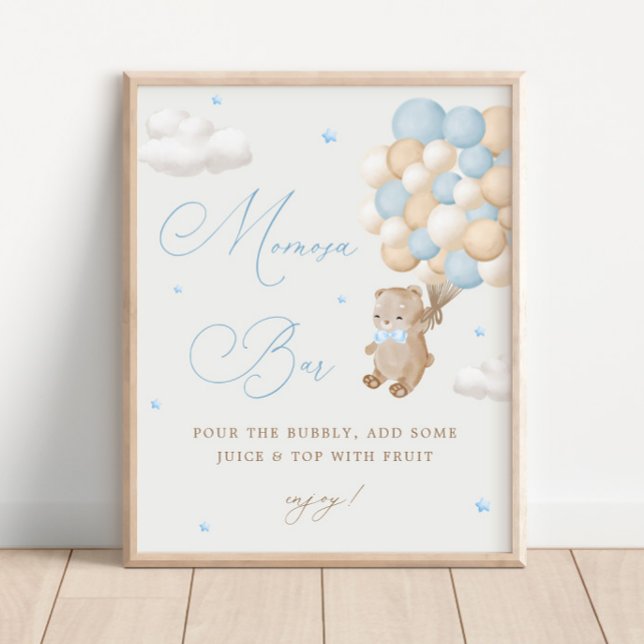Nalle Blue Baby Shower Mimosa Pub Poster (Skapare uppladdad)