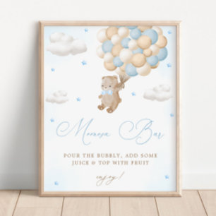 Nalle Blue Baby Shower Mimosa Pub Poster