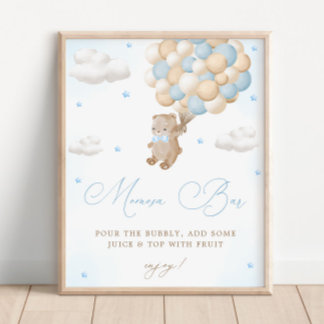 Nalle Blue Baby Shower Mimosa Pub Poster