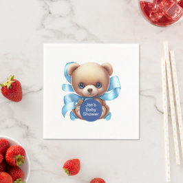 Nalle Blue Baby Shower Pappersservett