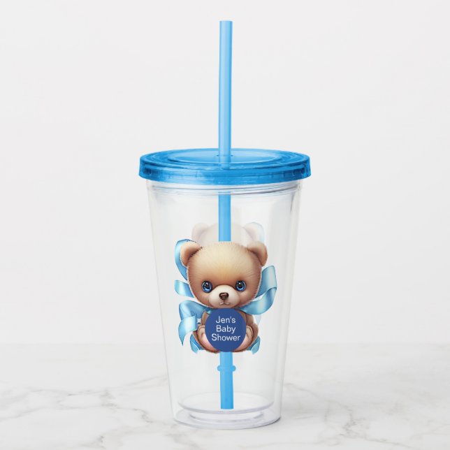Nalle Blue Baby Shower Take Away Mugg (Framsida)