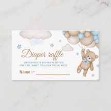 Nalle Blue Balloon Baby Shower Diaper Raffle