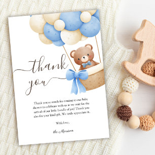 Nalle Blue Balloon Baby Shower - tack för ditt kor Kort