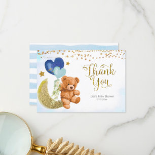 nalle Blue Balloon Baby Shower - tackkort Tack Kort