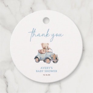 Nalle Blue Balloon Barly Wait Baby Shower Gåvor Etiketter