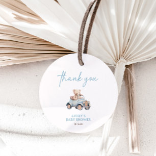 Nalle Blue Balloon Barly Wait Baby Shower Gåvor Etiketter