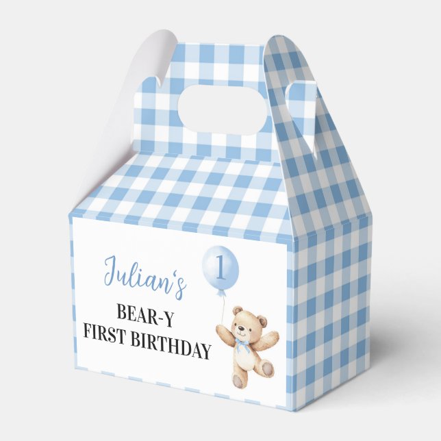 Nalle Blue Balloon Beary Birthday Tack Presentaskar (Framsidan Sidan)