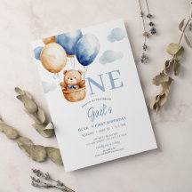 Nalle Blue Balloon First Birthday