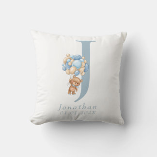 Nalle Blue Balloon Namn Kudde