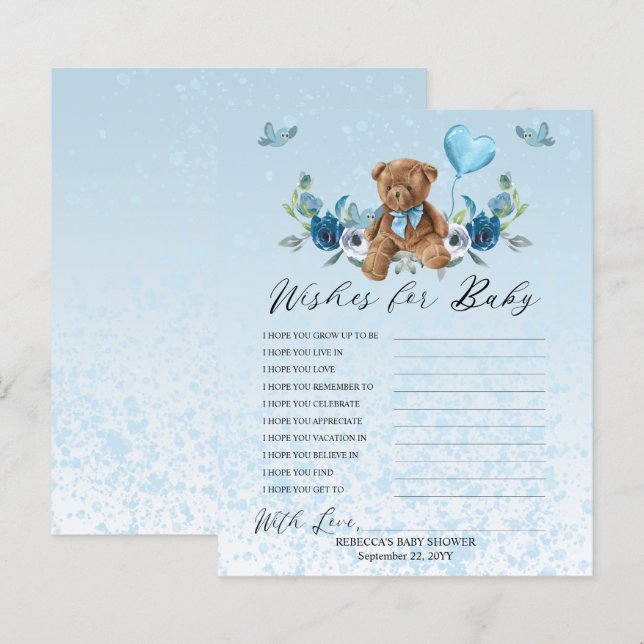 Nalle Blue Balloon Önskemål för Baby-spel (Fram/baksida)