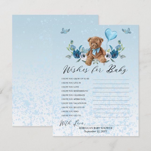 Nalle Blue Balloon Önskemål för Baby-spel (Fram/baksida)