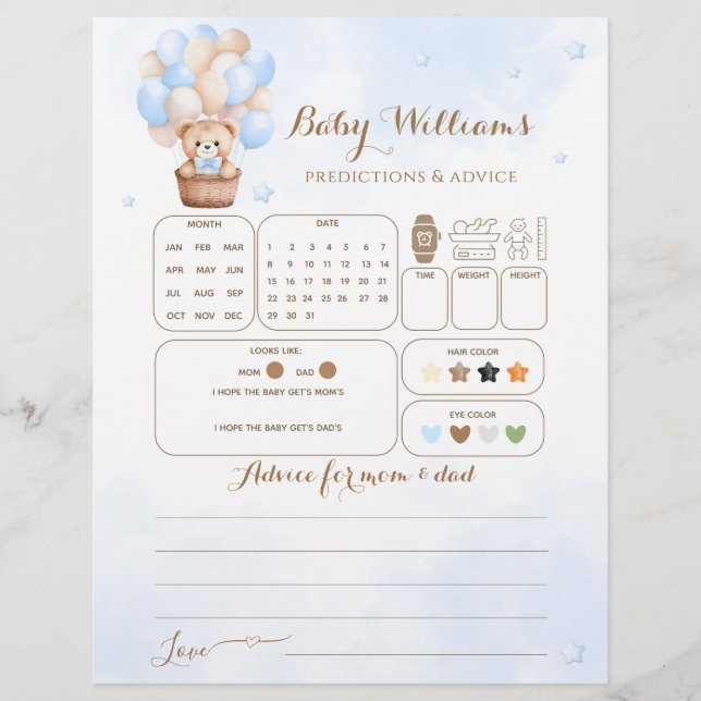 Nalle Blue Balloon Pojke Guessing Game (Framsida)