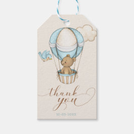 Nalle Blue Balloon Tack Baby Shower Presentetikett