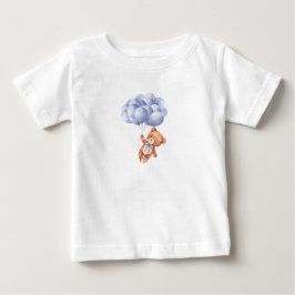 Nalle Blue Balloon Watercolor Boy Shower T Shirt