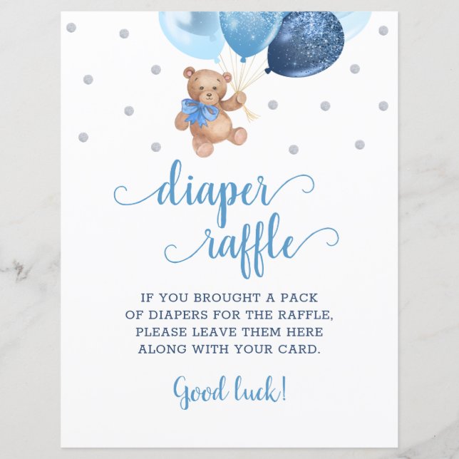 Nalle Blue Bubblor Diaper Raffle Game (Framsida)