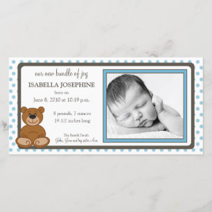 Nalle Blue Customized Birth-meddelande Meddelande