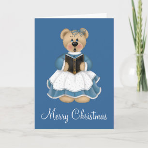 Nalle Blue jul Caroler Greeting Card Helgkort