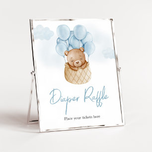 Nalle Blue Luftballong Baby Diaper Raffle Poster
