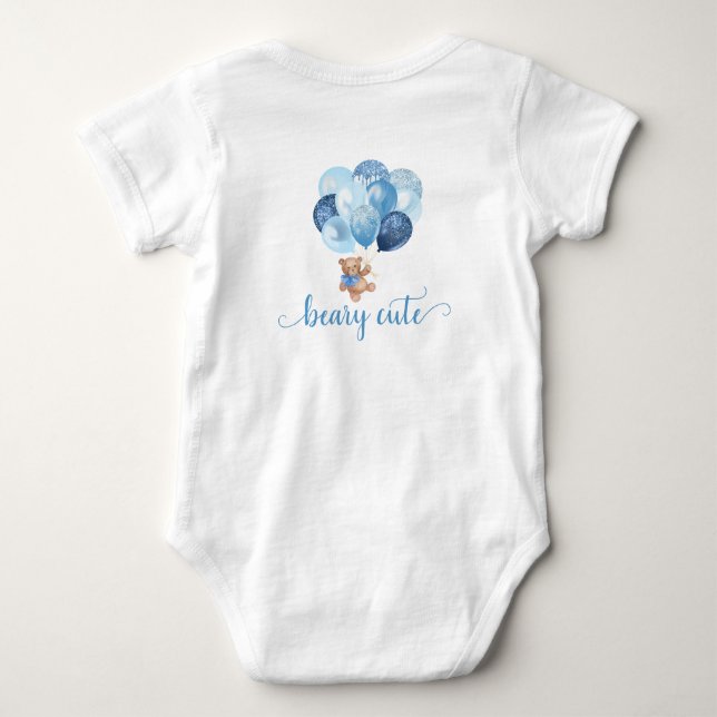 Nalle Blue och Silver Balloons Baby Bodys T Shirt (Baksida)