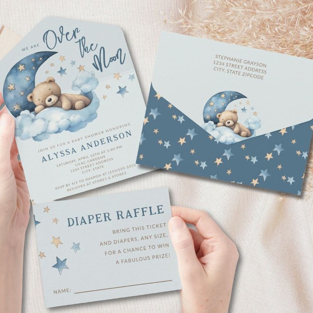 Nalle Blue över Måne Baby Shower (Skapare uppladdad)