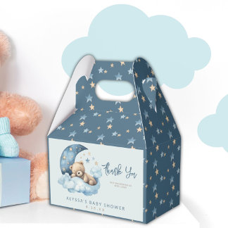 Nalle Blue över Måne Baby Shower Presentaskar