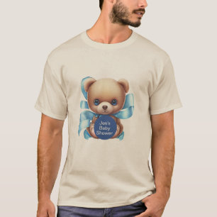 Nalle Blue Personlig Baby Shower T-Shirt