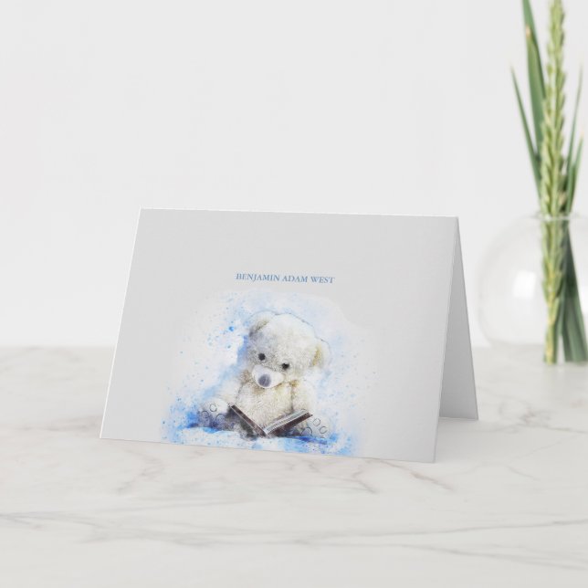 Nalle Blue Photo Tack Notecard Kort (Framsida)