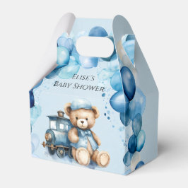 Nalle Blue Tåg Boy Baby Shower Presentaskar