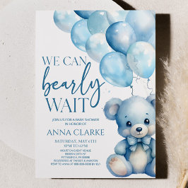 Nalle Blue Vi kan bota vänta babydusch Inbjudningar