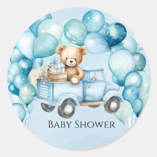 Nalle Blue Vintage Lastbil Boy Shower Runt Klistermärke