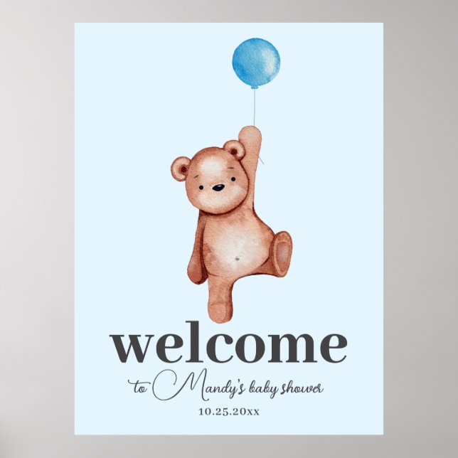 Nalle Blue Welcome Sign Foam Board Poster (Framsidan)