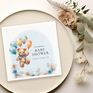 Nalle Boho Boy Baby Shower Pappersservett
