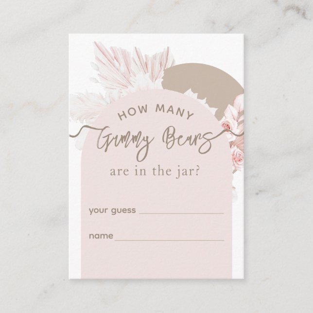 Nalle Boho Girl Baby Shower gissa spel Tilläggskort (Framsida)