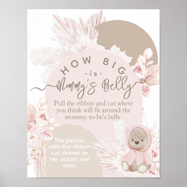Nalle Boho Girl Baby Shower gissar magi Poster (Framsidan)