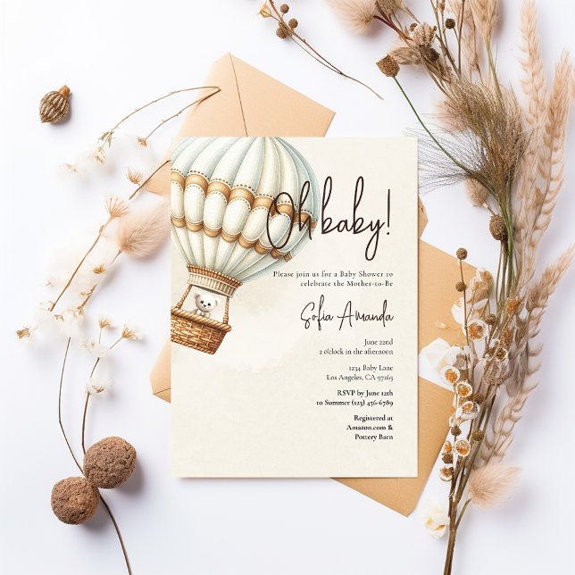 Nalle Boho Nursery Baby Shower Inbjudningar (Skapare uppladdad)