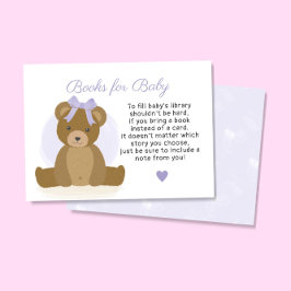 Nalle Bokar för Lila Flicka Baby Shower Tilläggskort