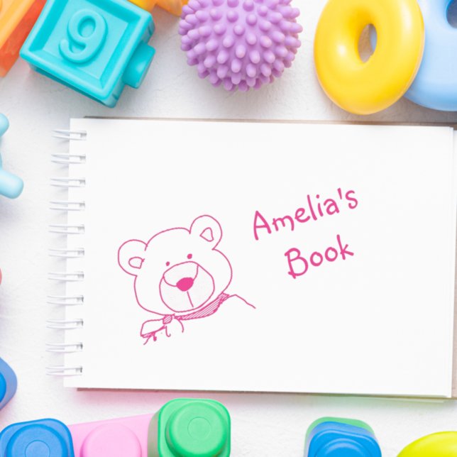 Nalle Bookplate Frimärke Självfärgande Stämpel (Skapare uppladdad)