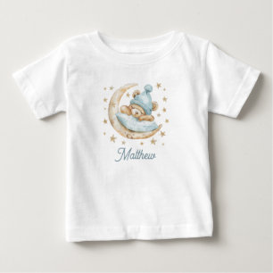 Nalle Boy Baby Måne Stars Namn Blue T Shirt