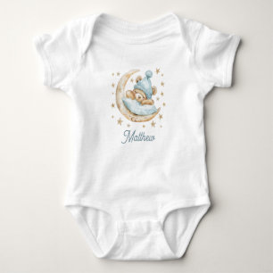 Nalle Boy Baby Måne Stars Namn Blue T Shirt